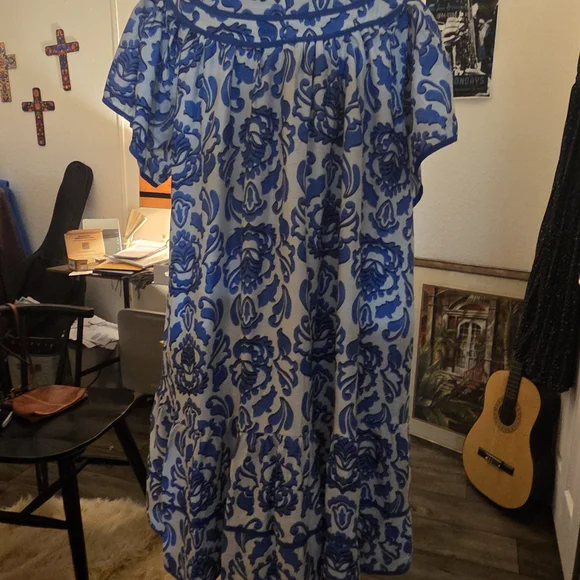 Umgee Blue and White Floral Mini Dress - Picture 3 of 5